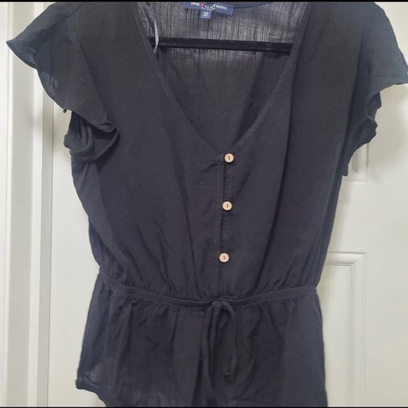 Darling Black Ruffled Blouse - Picture 1 of 5